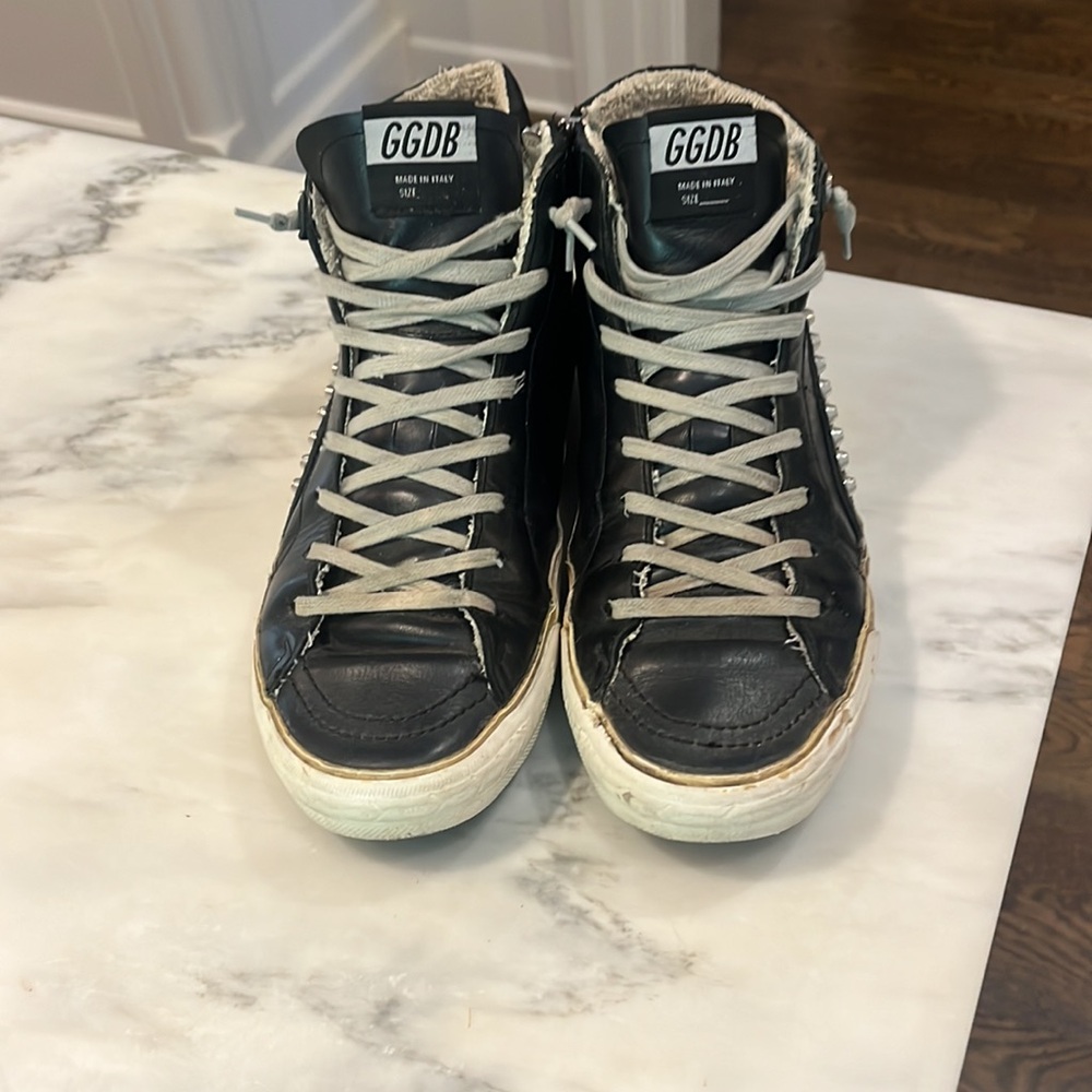 Golden Goose Black High-Top Sneakers with Silver Accents - Picture 3 of 6